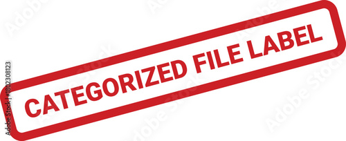 A distinct red grunge rubber stamp clearly shows CATEGORIZED FILE LABEL on a pristine white background