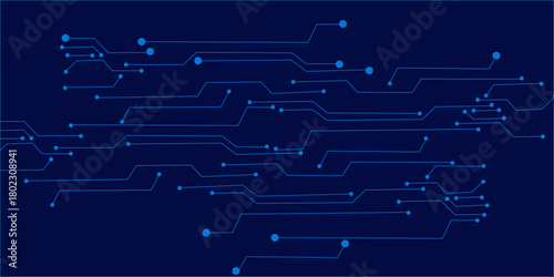 Abstract Glowing Blue Circuit Board Technology Background ..Dots and lines connection circuit design vector futuristic circuit board . components representing technology and innovation 