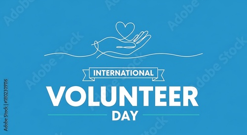 International volunteer day graphic with hand and heart