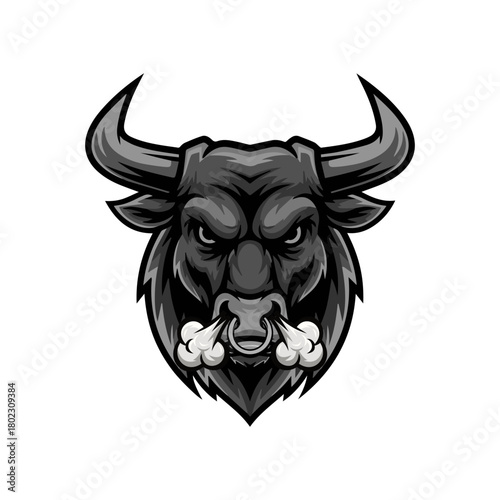 Bull Head Logo Emblem, Fierce Bull Head Emblem