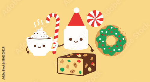 Whimsical Christmas treats and festive delights illustration