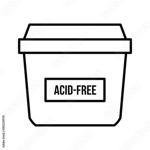 Acid-free container or product packaging outline icon for safe storage and preservation of delicate items