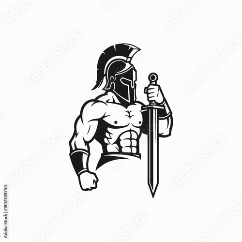 Spartan Gladiator logo Vector Illustration