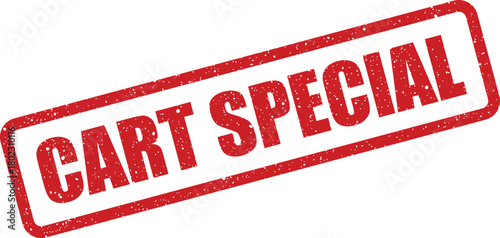 A distinctive red rubber stamp featuring a grunge texture clearly indicates CART SPECIAL against a bright white background