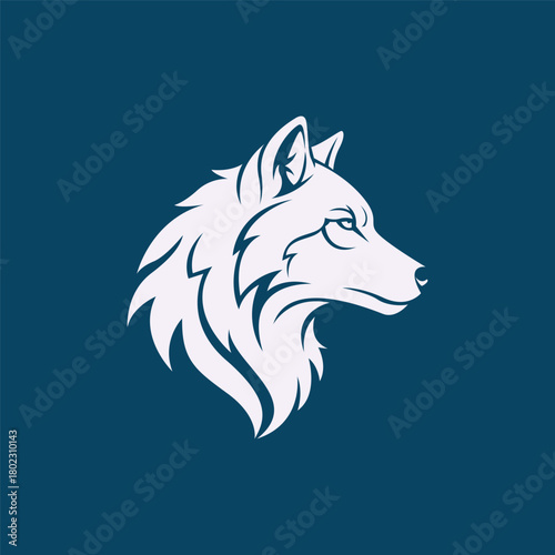 Stylized simple black wolf head logo
