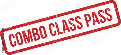 A distressed red rectangular stamp featuring the bold capitalized text COMBO CLASS PASS on a clean white background