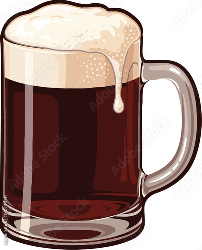 Christmas Dark Ale in Ceramic Mug Vector Craft Beer Holiday Brew