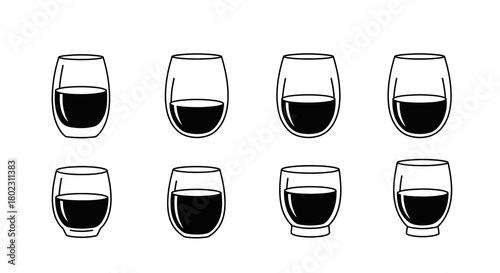 Minimalist black and white wine glass collection