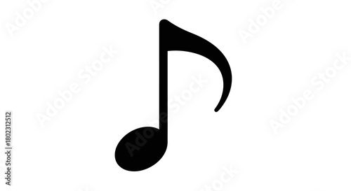 Minimalist music note symbol on white background for design projects