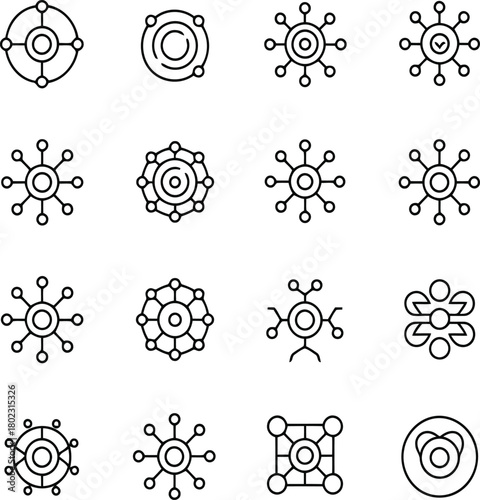 Abstract network and connection icons in outline style