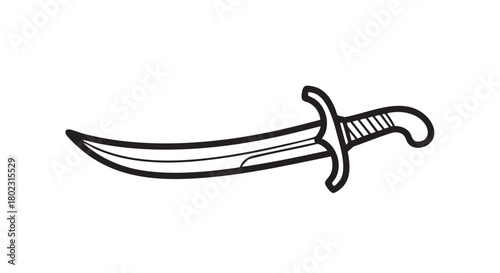 Elegant Curved Sword Icon A Simple Black and White Vector Illustration for Design Projects
