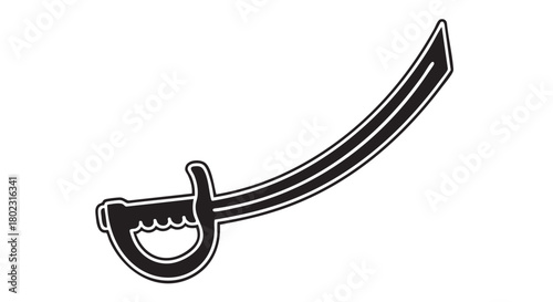 Iconic illustration of a pirate sword, evoking adventure and historical maritime themes