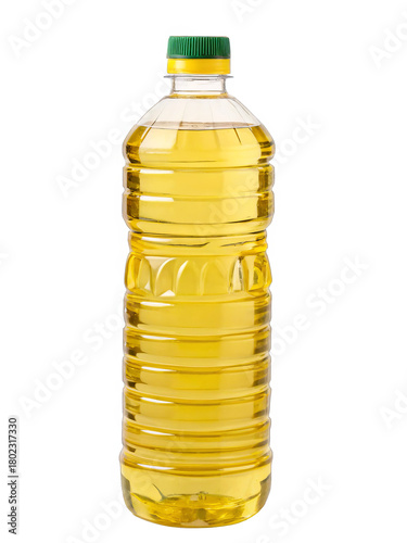Cooking oil in plastic bottle isolated on a transparent background.