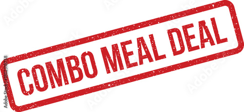 A prominent red rectangular rubber stamp showing the textured words COMBO MEAL DEAL on an isolated bright white background