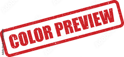 A prominent red rubber stamp features the phrase Color Preview with a distressed texture against a clean white background