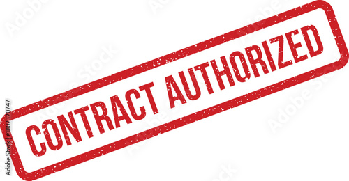 A rectangular red grunge rubber stamp prominently features the text CONTRACT AUTHORIZED against a bright white surface