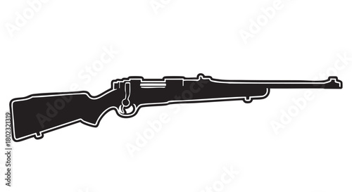 A classic bolt-action rifle illustrated as a black silhouette. This vintage firearm graphic is a symbol of hunting, history, and marksmanship