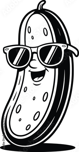 Cool Pickle Cartoon Character Vector.