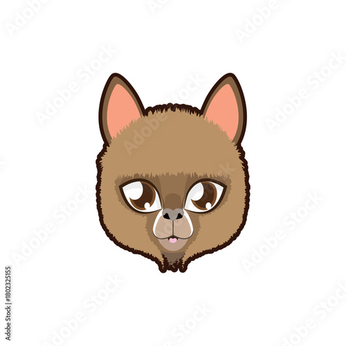 Cute cartoon llama or alpaca head vector illustration with big eyes on a white background