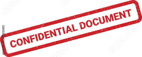 A red rectangular grunge rubber stamp with the text CONFIDENTIAL DOCUMENT is prominently displayed on a clean white background
