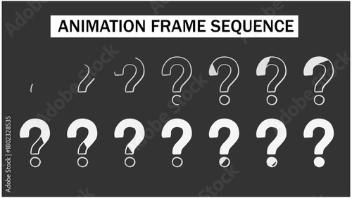 White Question Mark Reveal Animation Frame Sequence. 2D Forming and Filling Doubt Symbol Element. Simple Query and Problem Concept Motion Graphic.