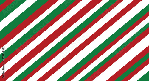 Diagonal stripes of red green and white repeating pattern vector