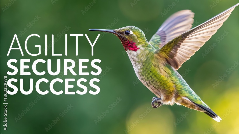 Fototapeta premium A vibrant hummingbird in mid-flight showcases nature's delicate beauty and dynamic energy.