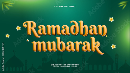 Ramadhan Mubarak 3D gold Text Effect