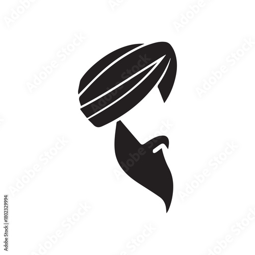 A Silhouette Representing Sikh Culture, Turban, and Beard Tradition. 