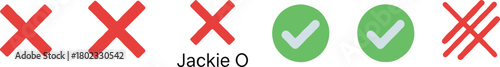 Three red crosses and two green checkmarks with text tick