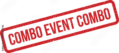 A striking red rectangular grunge stamp displays the repetitive phrase COMBO EVENT COMBO against a clean white background