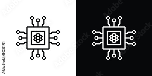 AI chip icon. Editable stroke. thin line outline concept vector.