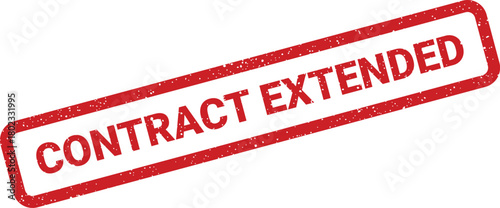 A textured red rectangular stamp clearly displays the words CONTRACT EXTENDED on a clean white background