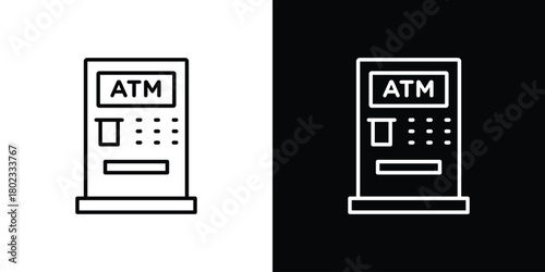 Atm icon. Editable stroke. thin line outline concept vector.