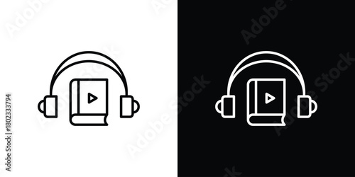 Audiobook icon. Editable stroke. thin line outline concept vector.