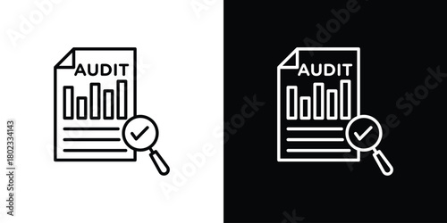Audit report icon. Editable stroke. thin line outline concept vector.