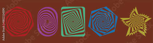 Abstract vector  illusion design with various shapes in multiple color background