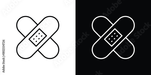 Band aid icon. Editable stroke. thin line outline concept vector.