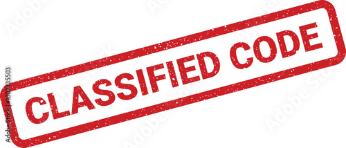 A vibrant red rectangular rubber stamp impression displaying the words CLASSIFIED CODE on a clean white background