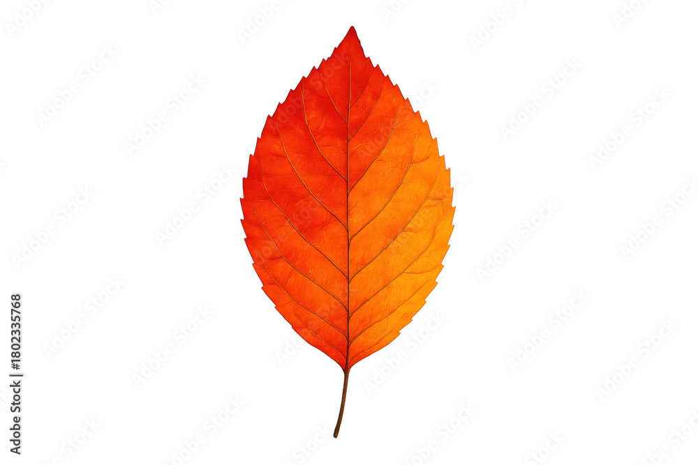 Fototapeta premium Autumn leaf showing rich red and orange hues, highlighting fall season and nature's transition. Transparent background