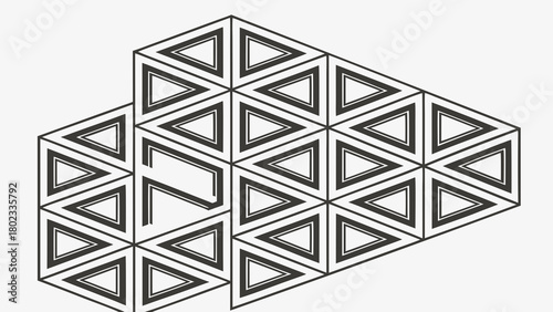 Geometric pattern featuring nested triangles arranged in an isometric projection design style