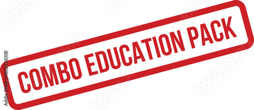 A vibrant red rectangular stamp displays the bold text COMBO EDUCATION PACK on a clean white background