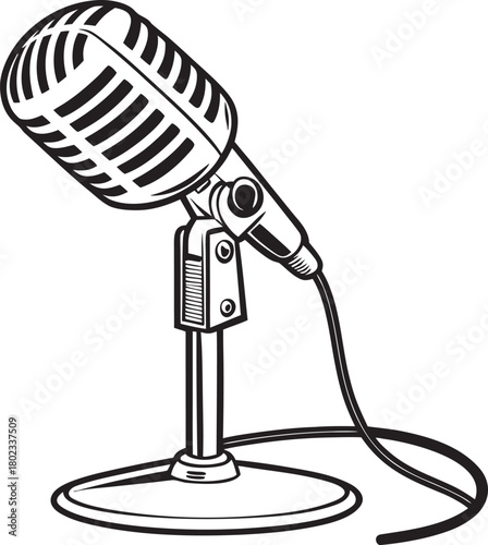 retro microphone isolated on white