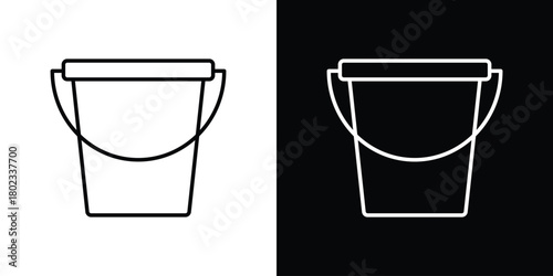 Bucket icon. Editable stroke. thin line outline concept vector.