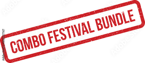 A vivid red rectangular grunge stamp prominently displays the phrase COMBO FESTIVAL BUNDLE against a clean white backdrop
