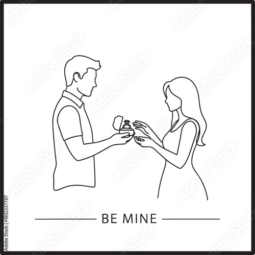 Man making marriage proposal to woman box with engagement ring romantic surprise