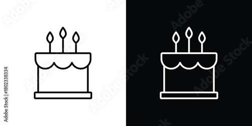 Cake icon. Editable stroke. thin line outline concept vector.