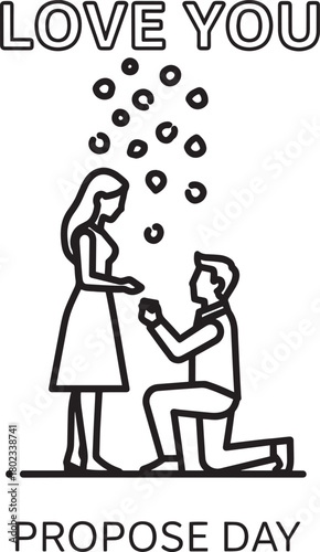Propose day with man proposing to woman on transparent background vector
