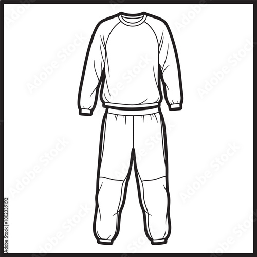 Sportswear outline for fashion clothing garment casual track suit vector drawing
