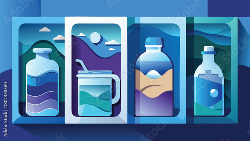 A sleek glass water bottle showcasing a modern design with a minimalist aesthetic..eps